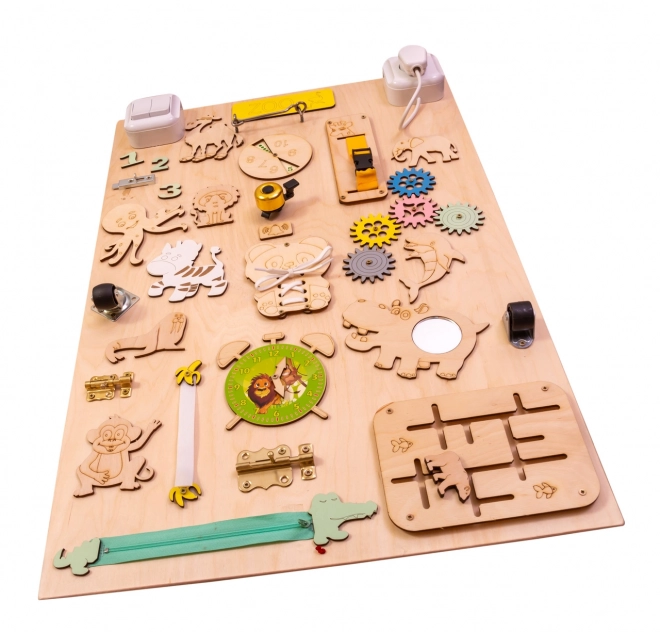 Tableau sensoriel en bois double face - ZOO