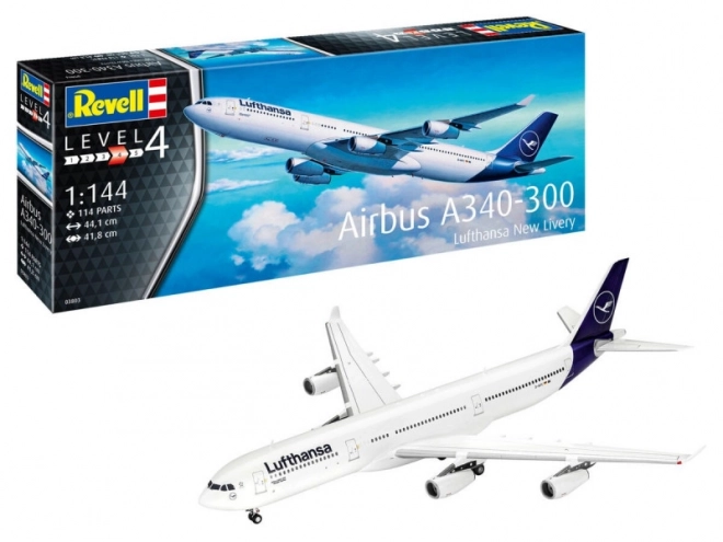 Modèle d'avion A340-300 Lufthansa nouveau design 1/144