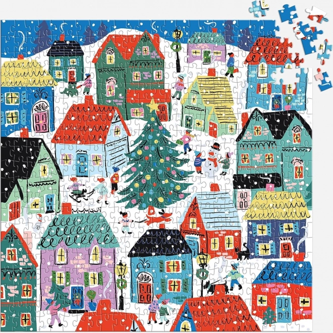 Puzzle carré Noël au village 500 pièces