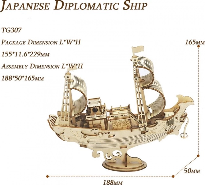 Bateau de diplomate japonais - Maquette 3D en bois - décoration