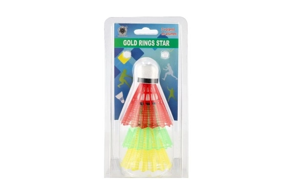 Ballons/Volants de badminton colorés en plastique 3 pièces sur carte 11x21cm