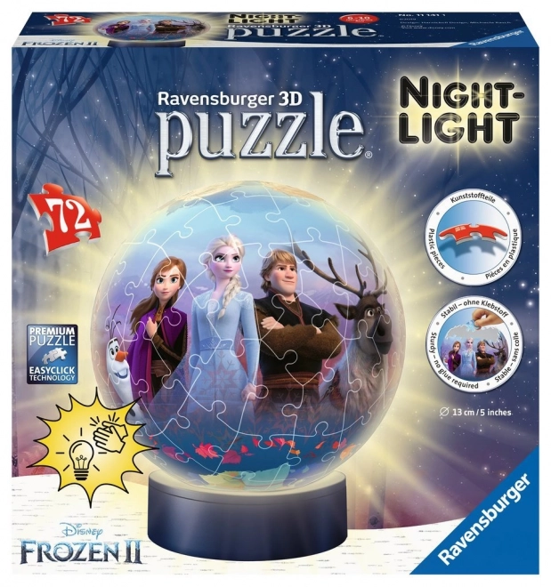 RAVENSBURGER Puzzleball lumineux La Reine des Neiges 2, 72 pièces