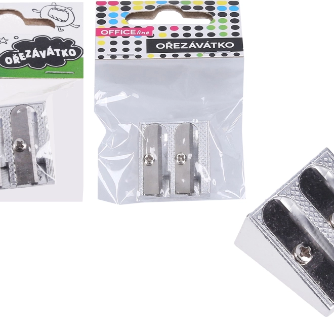 Taille-crayon en métal pour deux crayons
