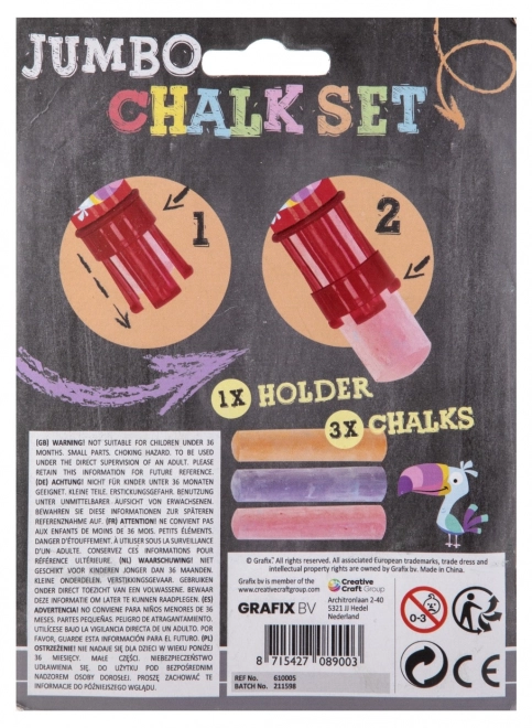 Craies de trottoir Jumbo + support 3 pcs
