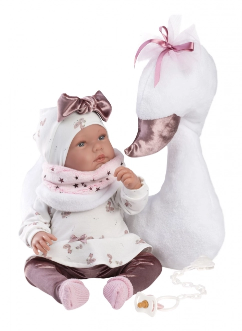 Llorens 84456 NOUVEAU-NÉ - poupée réaliste bébé avec sons et corps en tissu doux - 44 cm