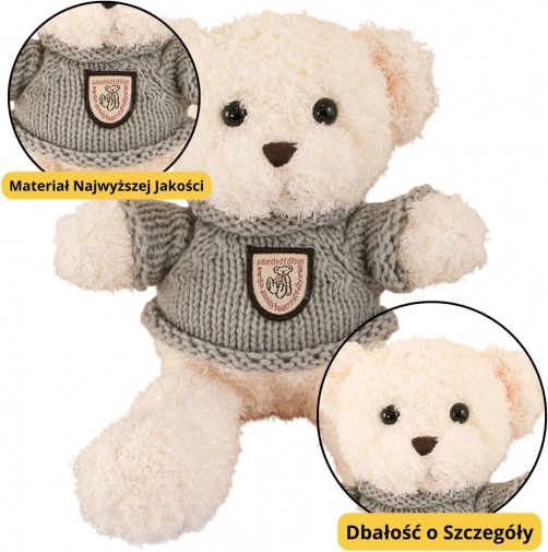 Ourson en peluche avec pull gris 26 cm