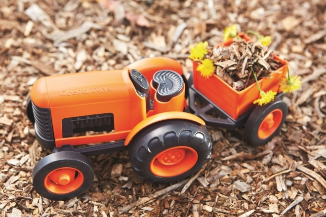 Tracteur avec remorque orange de Green Toys