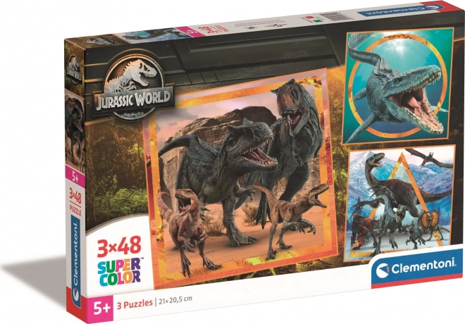 Puzzle 3×48 pièces Monde jurassique