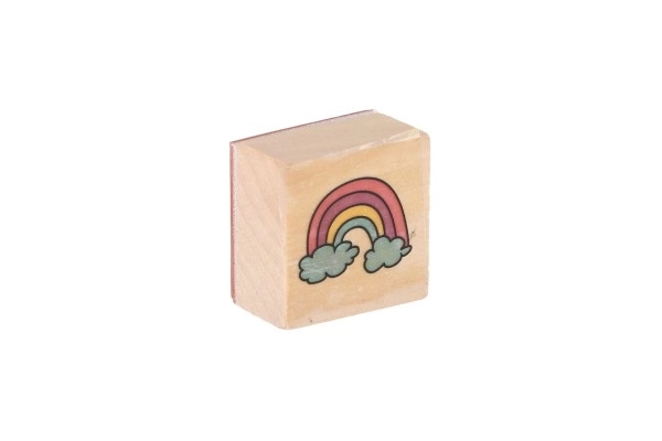 Tampons en bois 5+1 avec coussin 23 licornes 3x3cm sur carte