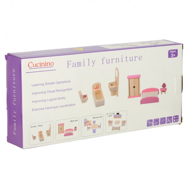 Meubles en bois pour maison de poupée violet