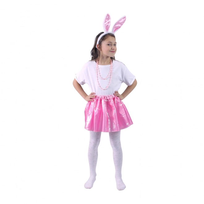 Costume de lapin avec jupe rose et oreilles de lapin