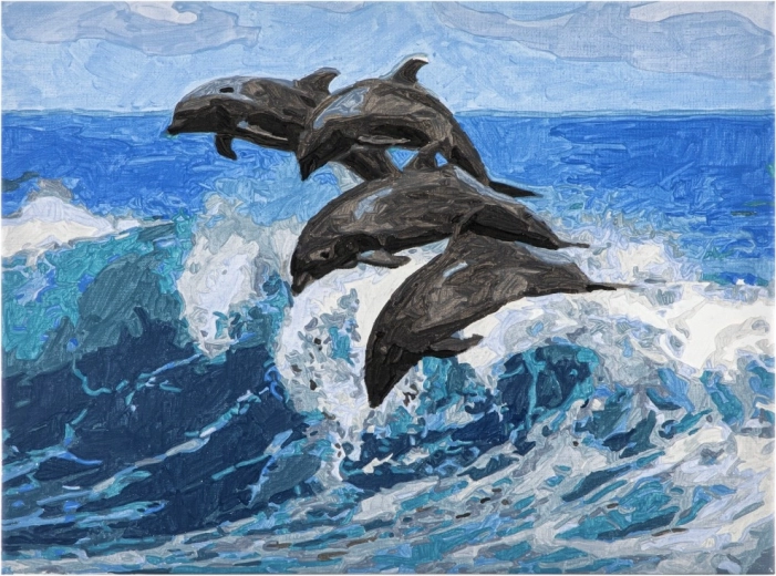 Motif réaliste de dauphins