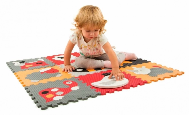 BABY GREAT Puzzle en mousse Animaux gris-rouge SX (30x30)