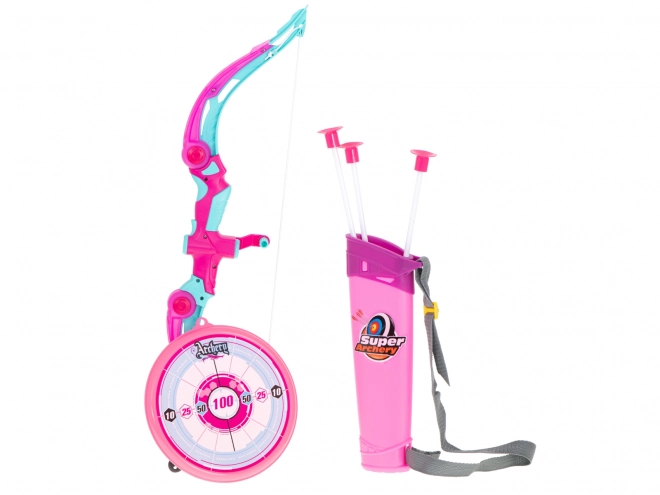 Arc rose avec flèches et cible