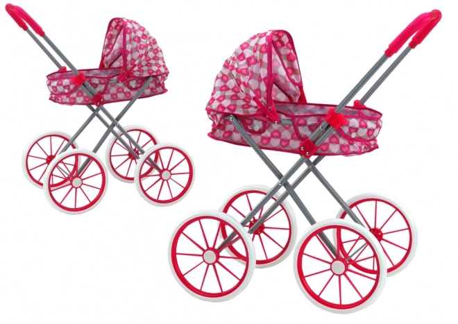 Poussette pour poupées Grandes roues pliables Cœurs roses