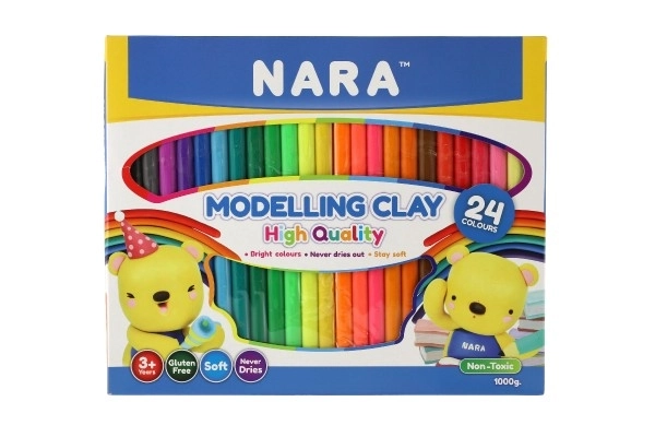 Pâte à modeler/Plastiline NARA 1000g 24 pièces en boîte 30x25x2cm