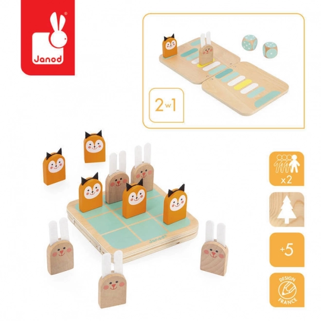 Janod - Deux jeux de stratégie en un : Morpion et Course Tactique pour enfants dès 5 ans