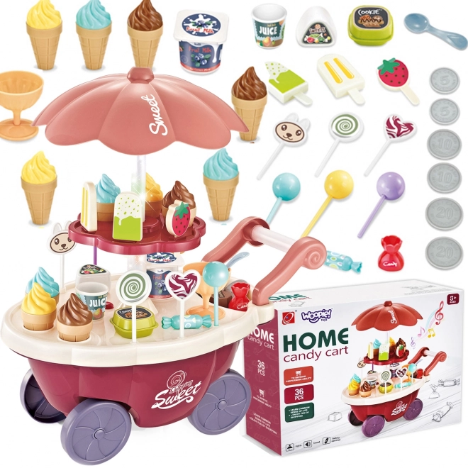 Chariot Woopie avec glaces et friandises avec mélodie et lumières