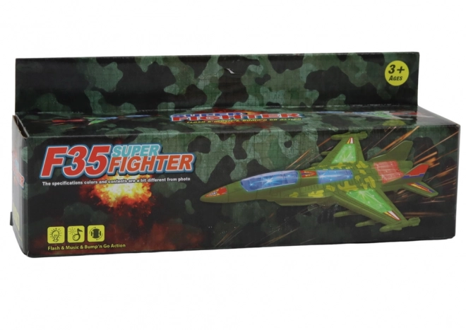 Avion de chasse militaire avec lumières et sons – vert
