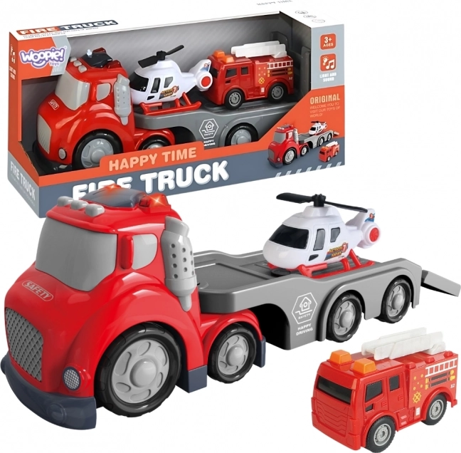 Camion de Pompiers Roux CITY TRUCK avec Effets Sonores et Lumineux