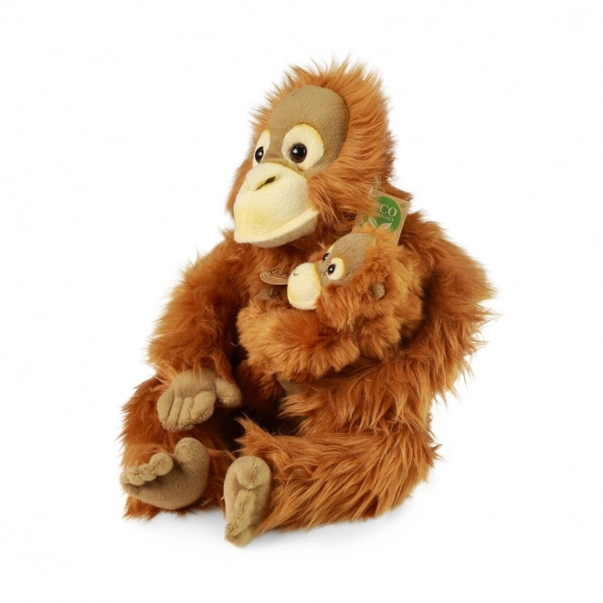 Singe orang-outan en peluche avec bébé 28 cm ÉCOLOGIQUE