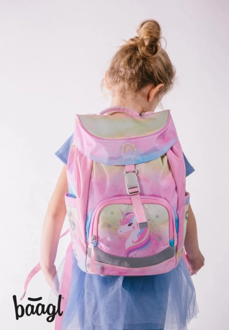 ENSEMBLE BAAGL 3 Airy Rainbow Unicorn : cartable, trousse, sac