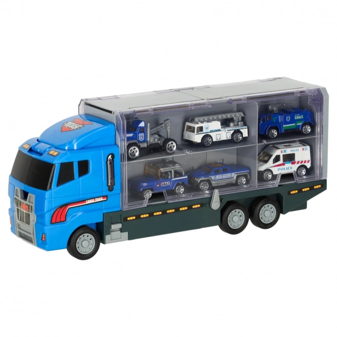 Camion avec voitures de police