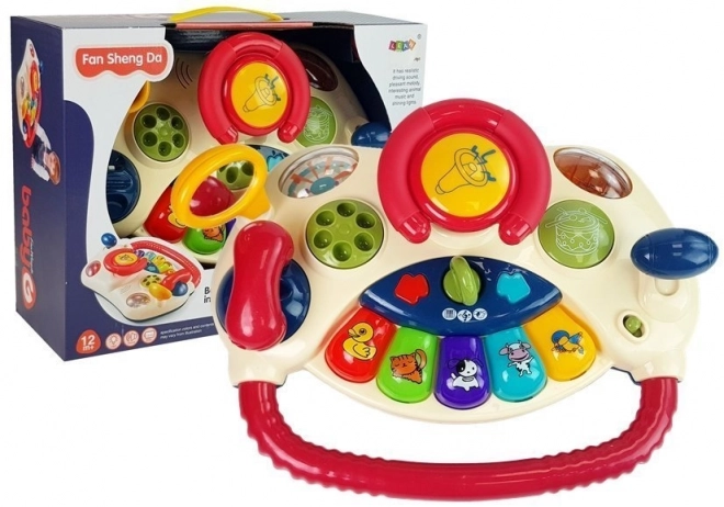Volant interactif pour enfants avec petit piano, sons d'animaux et téléphone