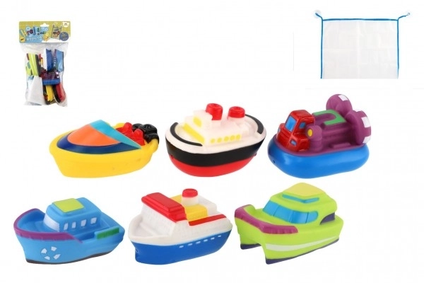 Bateaux en caoutchouc pour le bain avec filet dans un sac 18x27x6cm 12m+