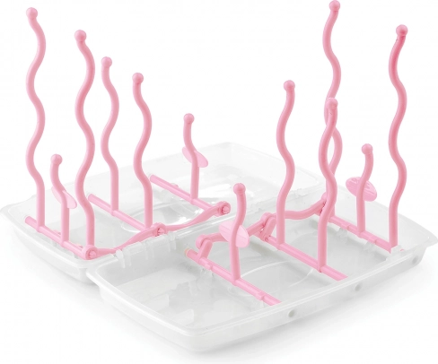 Égouttoir pliable pour bouteilles, rose pastel