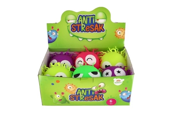 Boule anti-stress pelucheuse en silicone de 14 cm avec lumière 4 couleurs dans un sac 6 pcs dans une boîte