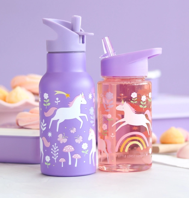 A Little Lovely Company - bouteille en acier inoxydable 350 ml - Licornes et Arc-en-ciel