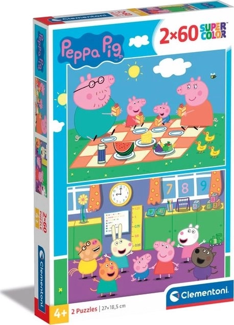 Puzzle 2 x 60 pièces Super Couleur Peppa Pig