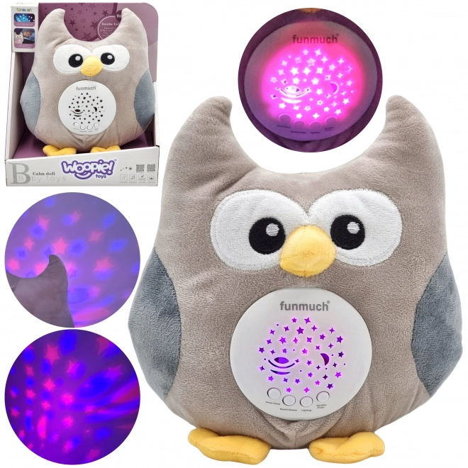 Berceuse peluche hibou avec projecteur 2 en 1 - 10 berceuses