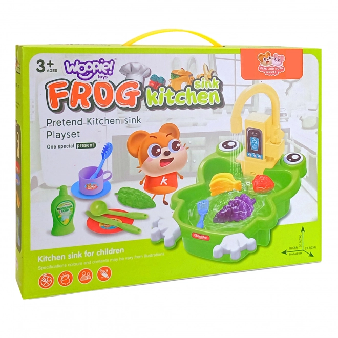 Woopie évier en forme de grenouille pour enfants avec batterie et fonction d'eau