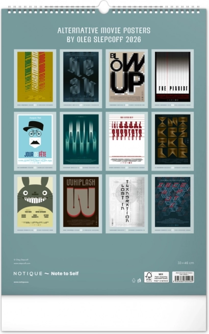Calendrier mural Affiches de films alternatives 2026