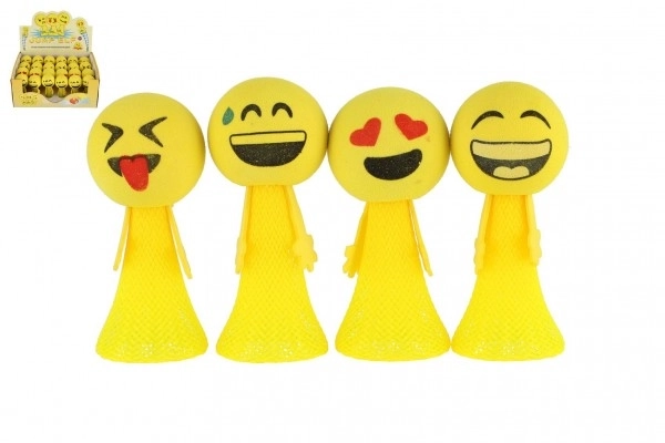 Balle sautante en mousse smiley 10 cm – assortiment d’emoticônes, boîte de 24 pcs