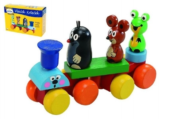 Train Krtek en bois 15cm dans une boîte