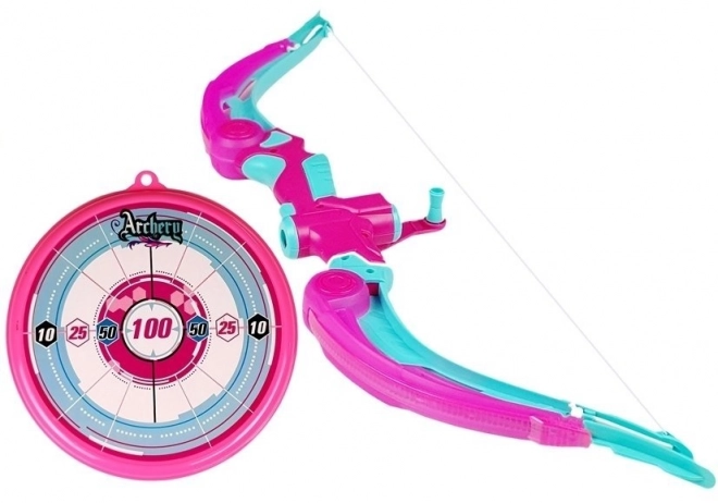 Arc avec bouclier + 3 flèches à ventouse rose