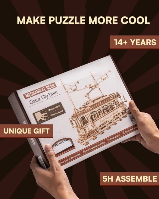 Puzzle mécanique en bois 3D RoboTime Tramway