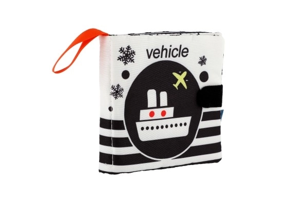 Petit livre doux en tissu 12x11cm 3 types sur carte dans un sac 3m+