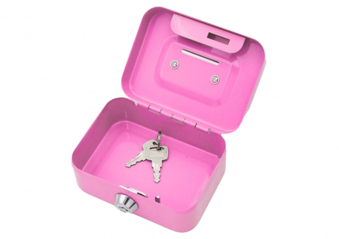 Tirelire verrouillable à deux clés en métal rose
