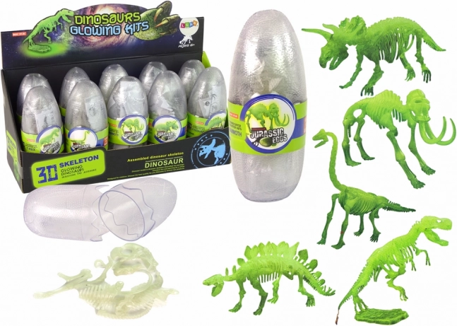 Squelette 3D lumineux de mammouth dans un œuf en plastique