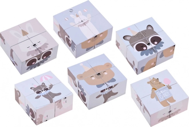 Cubes puzzle en bois avec des animaux