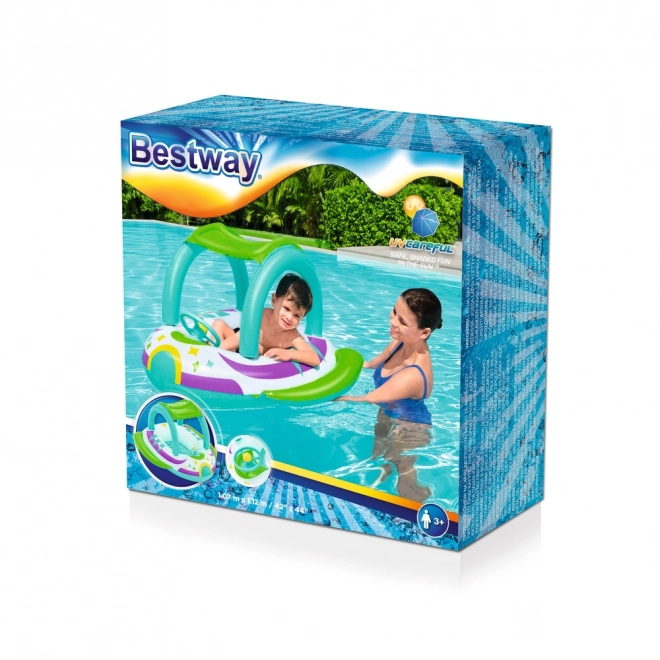 Bateau gonflable pour enfants avec motif spatial et protection UV