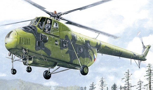 Modèle Hélicoptère Mil Mi-4 en boîte 34x19x5,5 cm