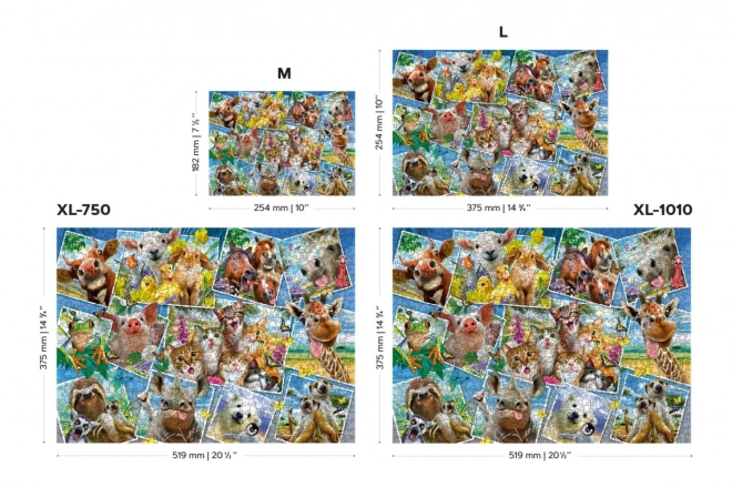 Puzzle en bois avec figurines - carte postale avec animaux