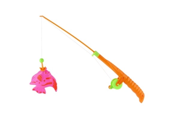 Jeu de pêche/magnétique en plastique 3pcs+canne à pêche en plastique 34cm mix de couleurs sur carte