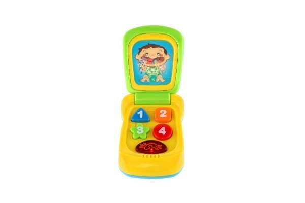 Téléphone mobile plastique 14cm avec pile avec son et lumière sur carte 11x20x5,5cm 18m+