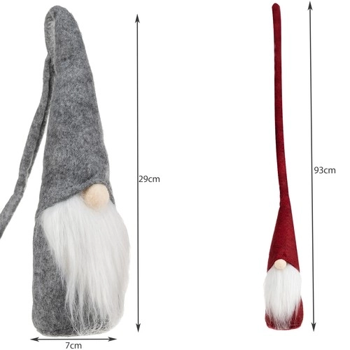 Gnome debout gris et rouge 29 cm - 2 pièces